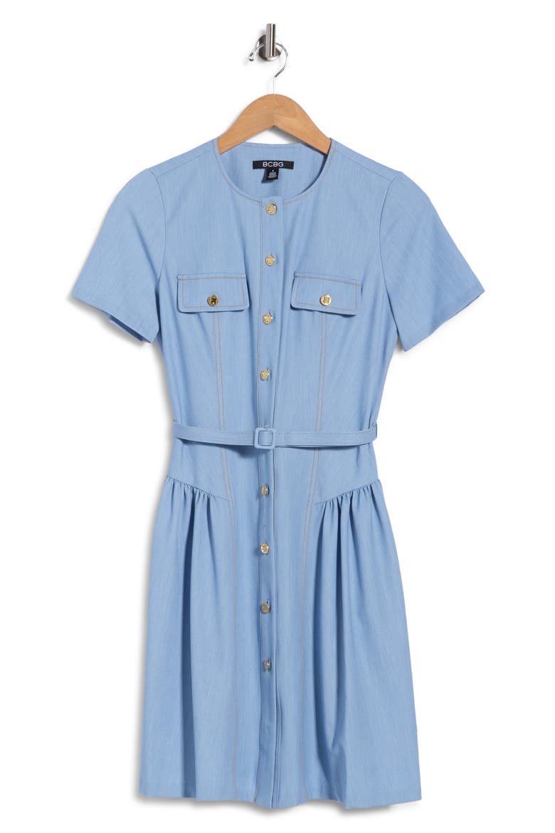 Buttoned Denim Dress, Alternate, color, LIGHT INDIGO
