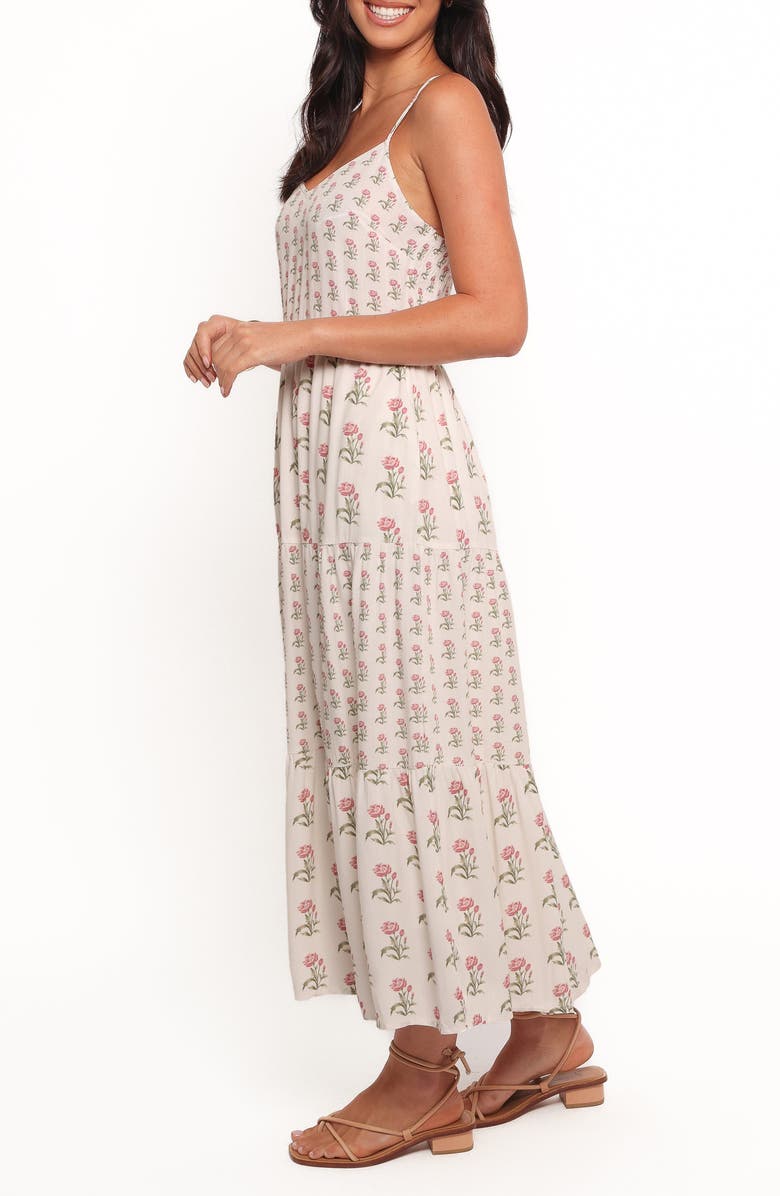 Petal & Pup Echo Print Tiered Sleeveless Midi Dress, Alternate, color, White/ Pink