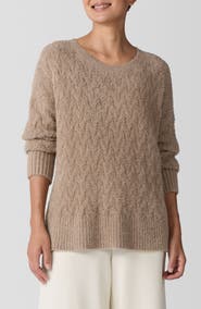 Eileen Fisher Crewneck Organic Cotton Bouclé Sweater