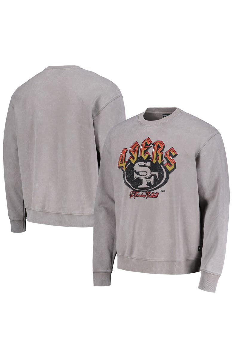 THE WILD COLLECTIVE Unisex The Wild Collective Gray San Francisco 49ers Distressed Pullover Sweatshirt, Main, color, Gray