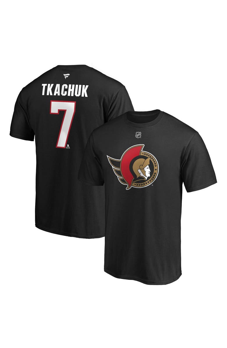 FANATICS Men's Fanatics Branded Brady Tkachuk Black Ottawa Senators Authentic Stack Name & Number T-Shirt, Alternate, color, Black