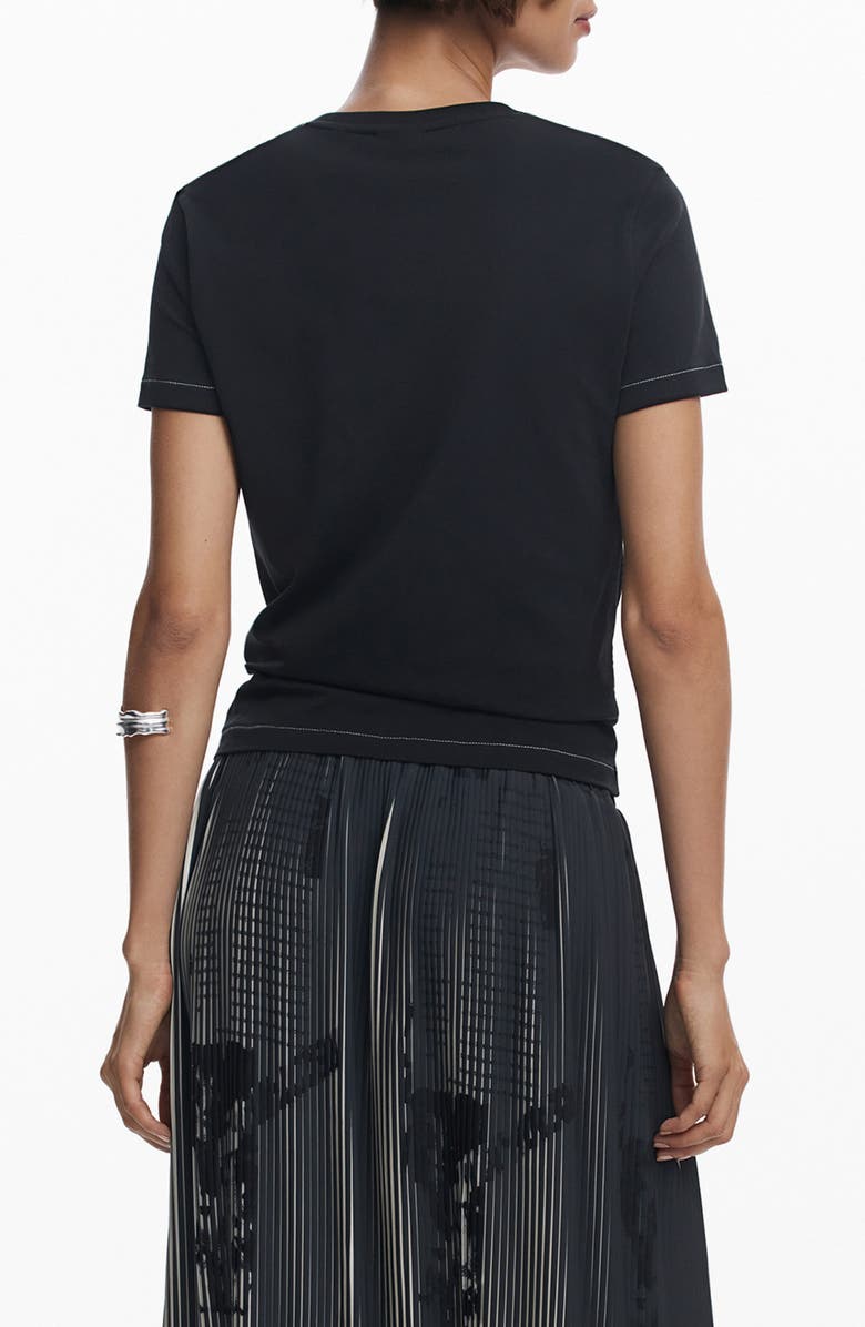 Desigual Heart Cotton Graphic T-Shirt, Alternate, color, Black