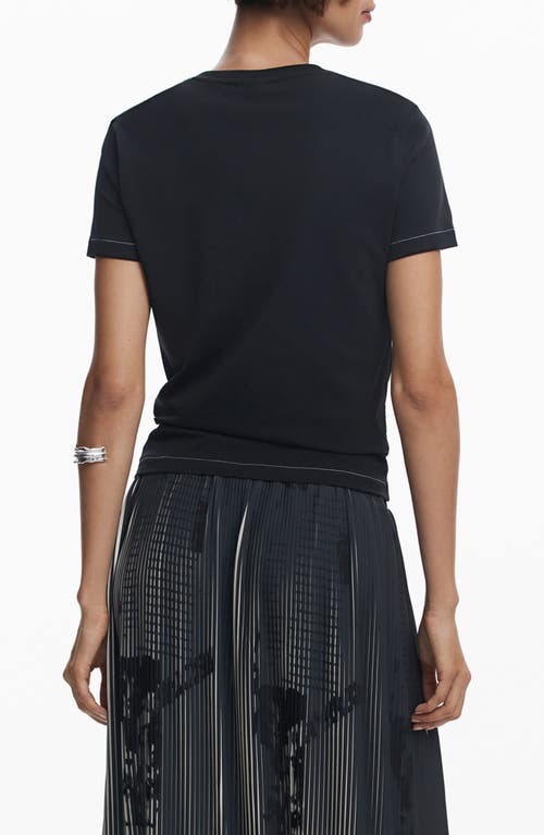 Desigual Heart Cotton Graphic T-shirt In Black