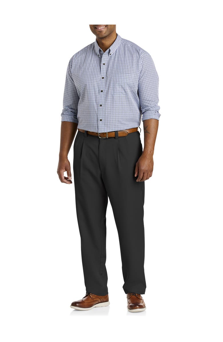 Oak Hill by DXL Waist-Relaxer Pleated Microfiber Pants, Alternate, color, Black