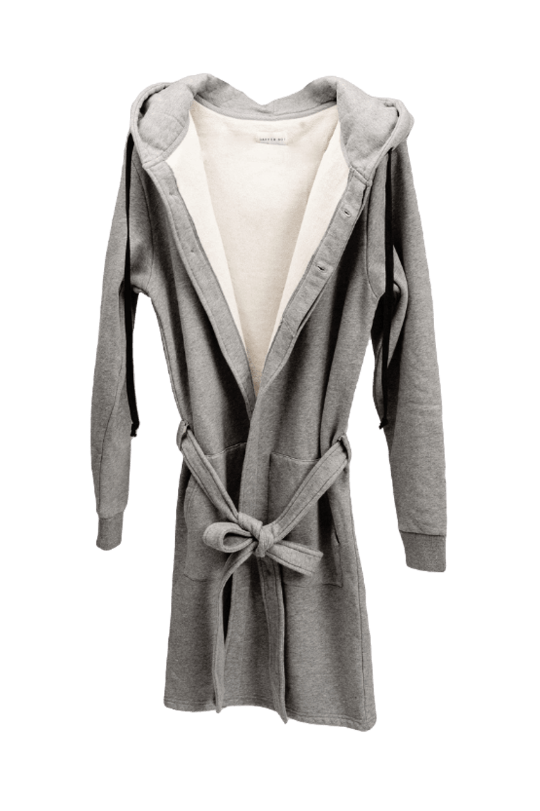 Grey Melange DB Hoodie Robe, Main, color, Grey Melange