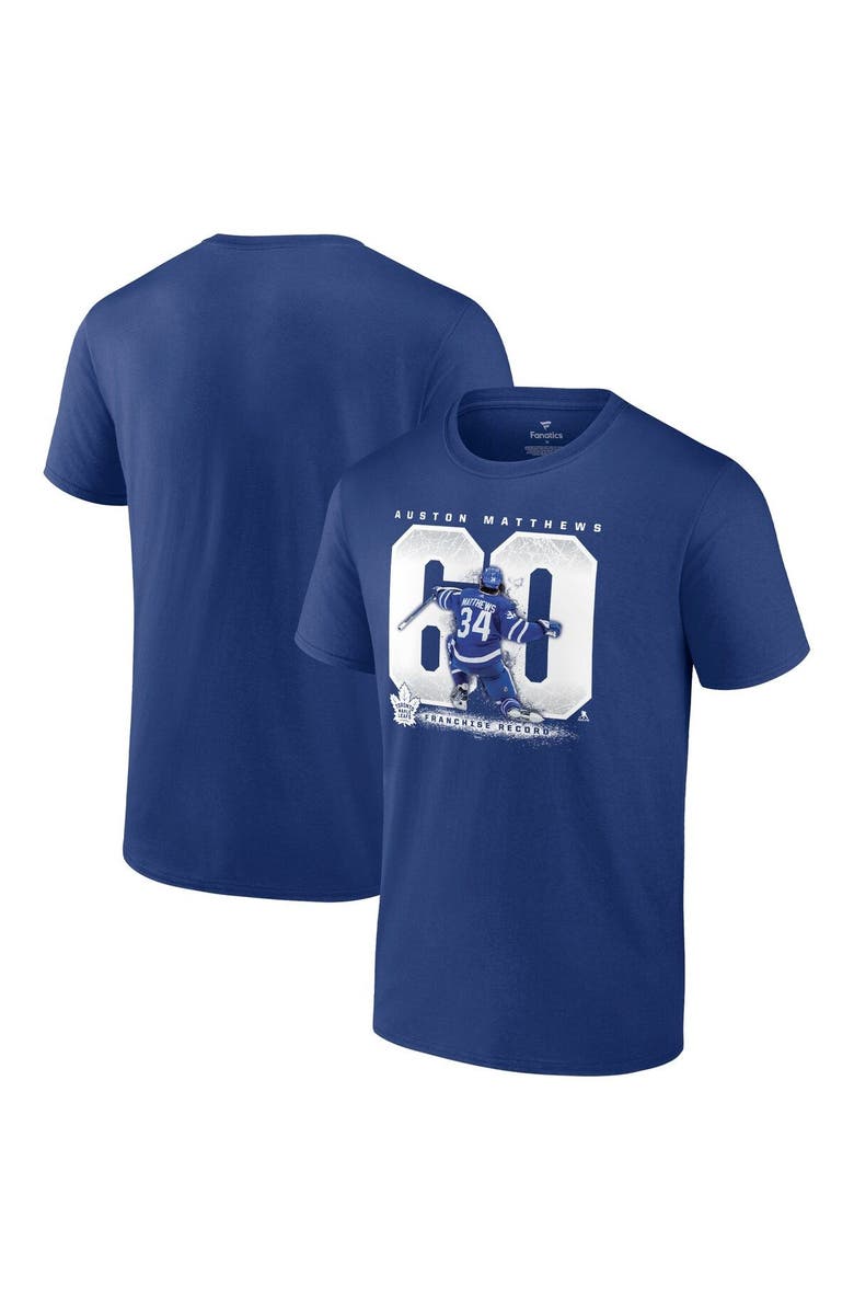FANATICS Men's Fanatics Branded Auston Matthews Blue Toronto Maple Leafs Goal Record T-Shirt, Main, color, Blue