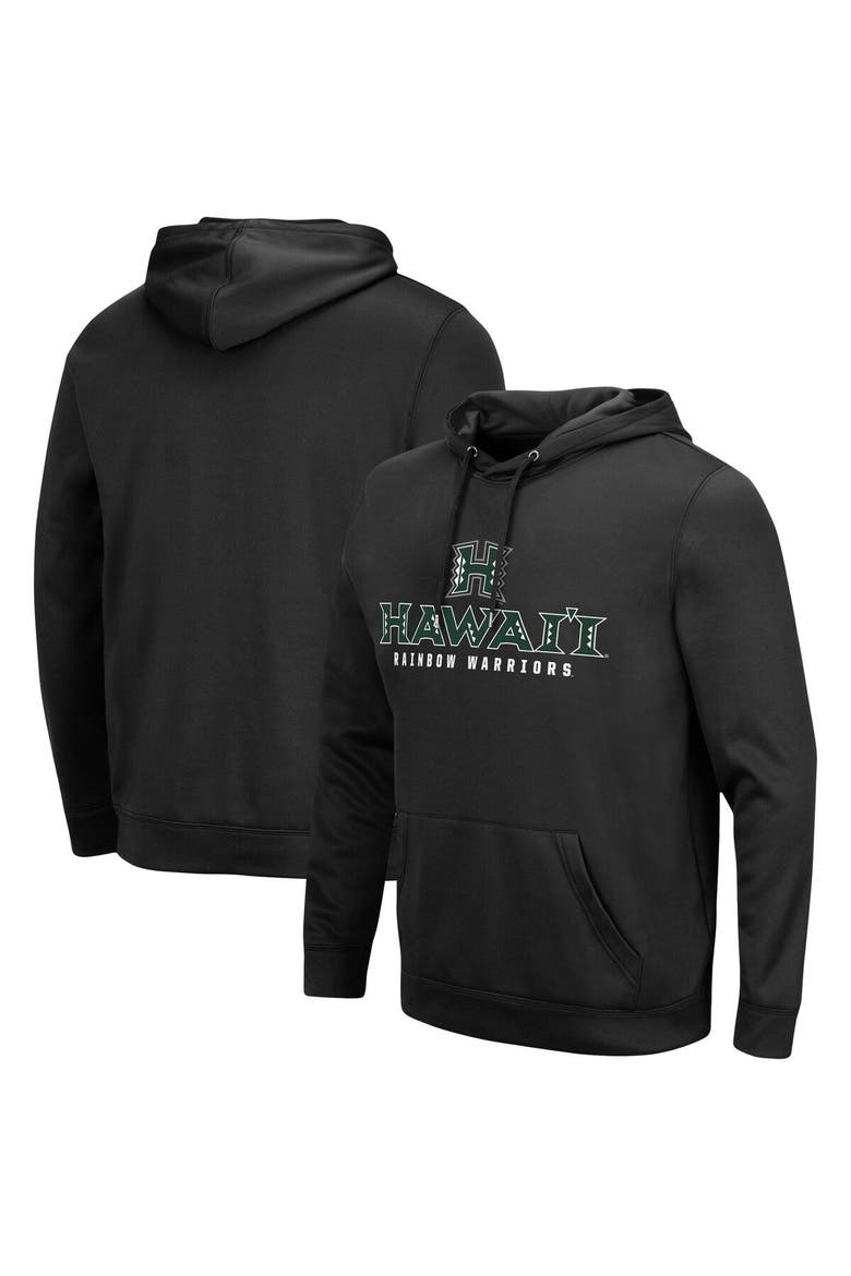 Men's Colosseum Black Hawaii Warriors Lantern Pullover Hoodie, Main, color, Black