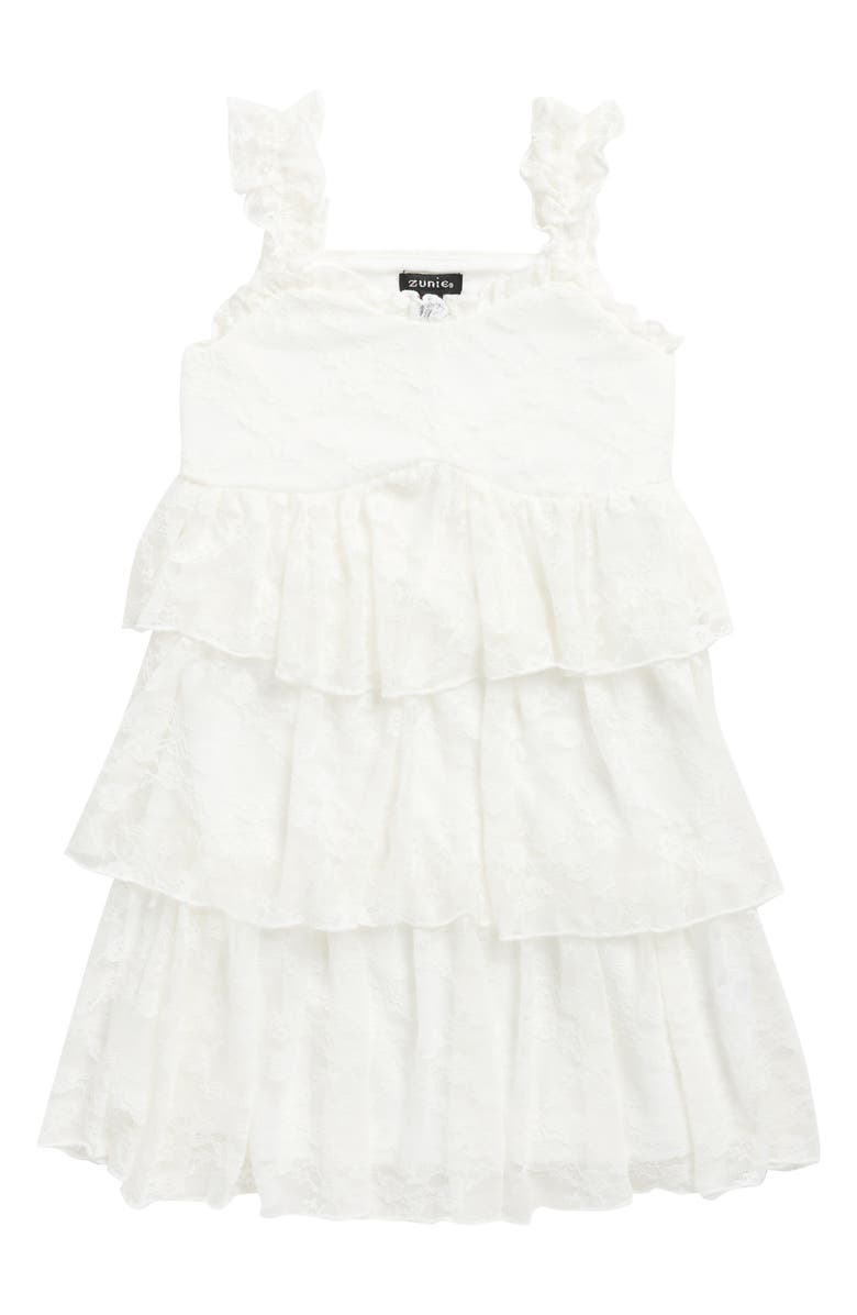 Zunie Kids' Tiered Lace Dress, Main, color, Ivory