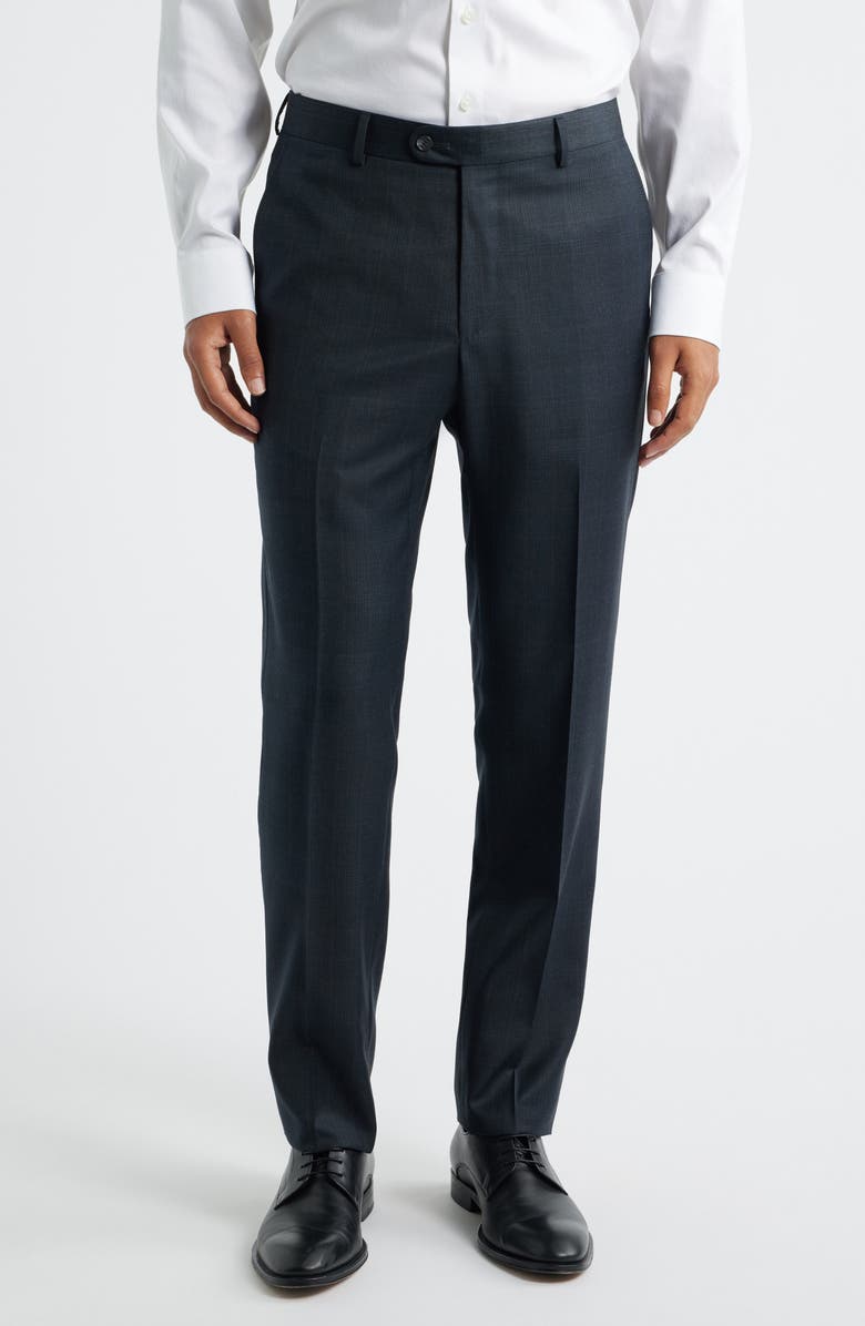 Heritage Gold Milano Contemporary Fit Charcoal Grey Plaid Super 130s Wool Twill Suit, Alternate, color, Charcoal