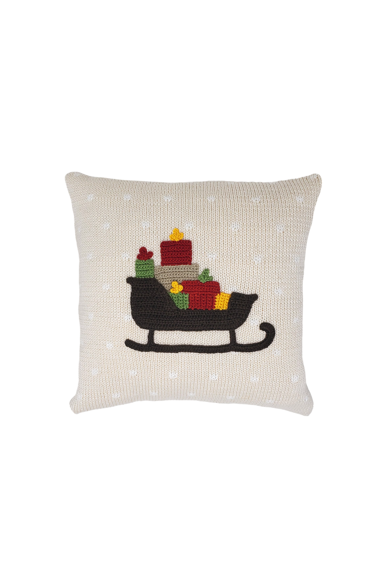 10" Holiday Sleigh Pillow, Main, color, Ivory