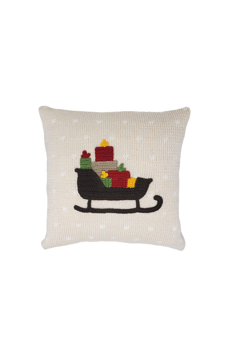 Melange Collection 10" Holiday Sleigh Pillow, Main, color, Ivory