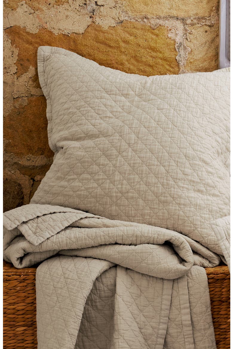Porto Luxury Diamond Quilted Sham Pair, Alternate, color, Biscuit