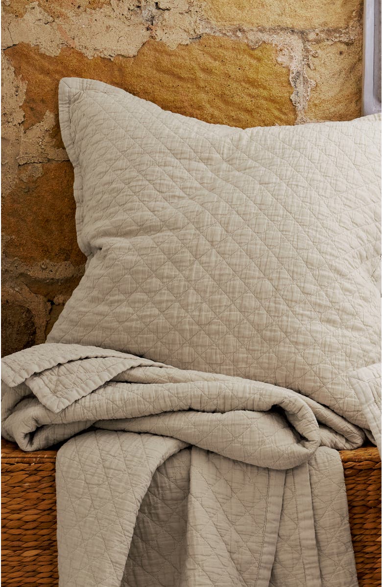 CHRISTY Porto Luxury Diamond Quilted Sham Pair, Alternate, color, Biscuit