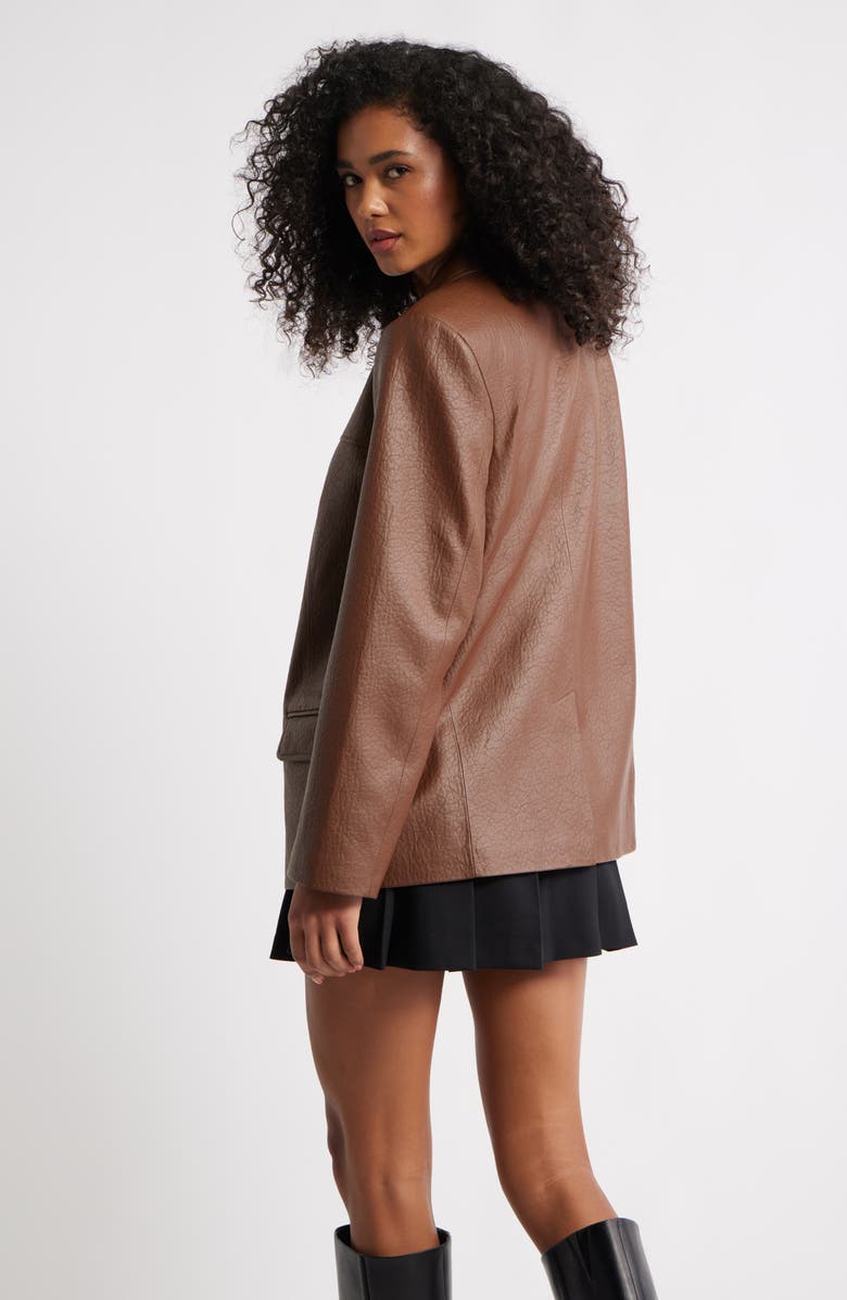 Open Edit Pebble Faux Leather Jacket, Alternate, color, Brown Soil