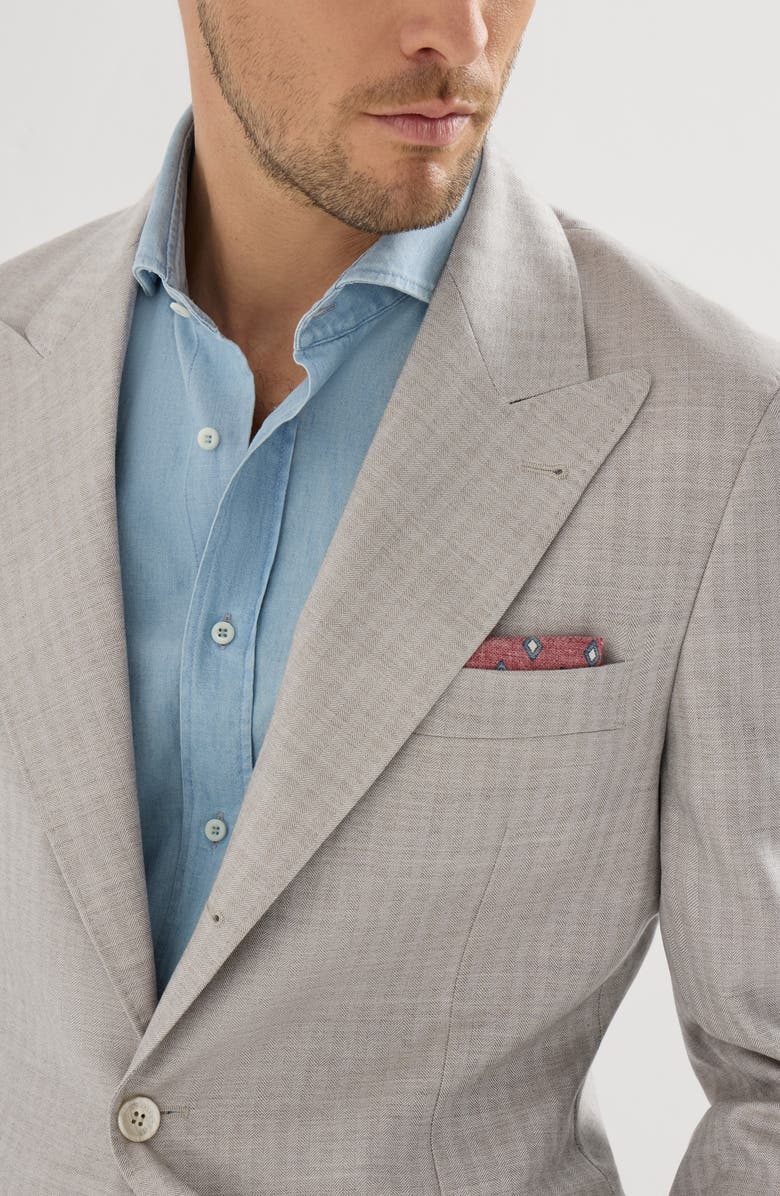 Brunello Cucinelli Chevron deconstructed blazer, Alternate, color, Light Grey