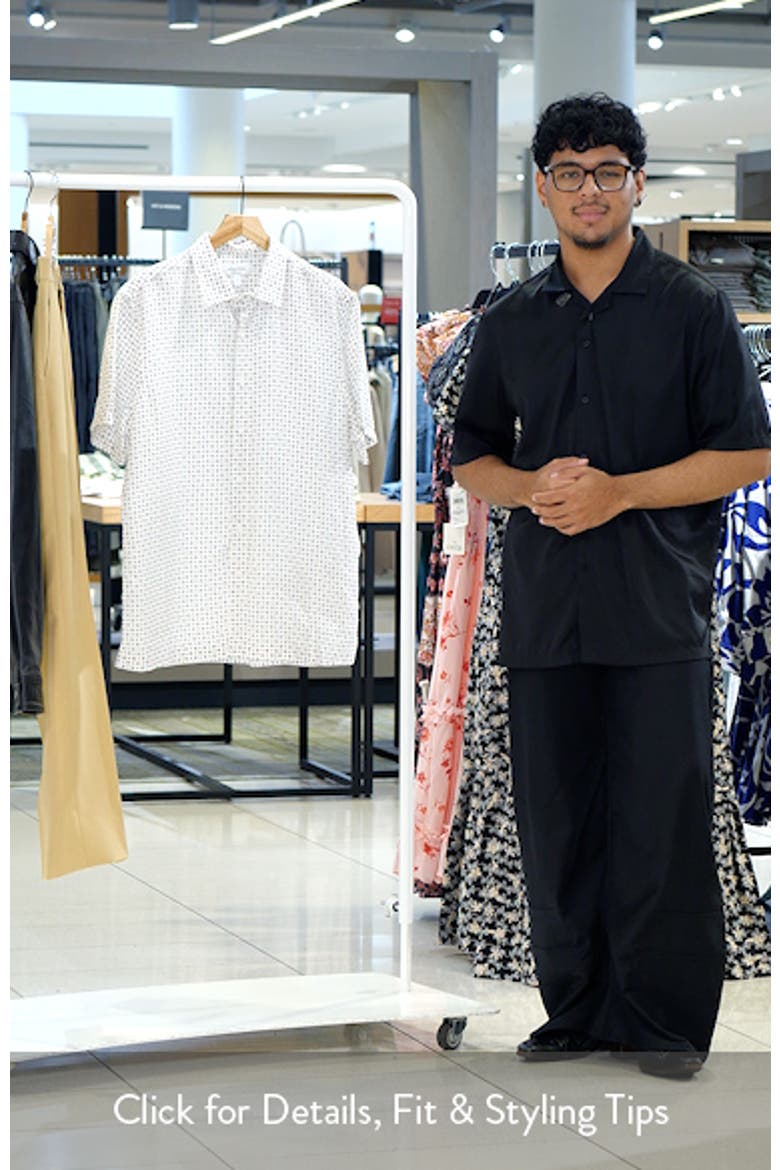 Tile Pattern Short Sleeve Linen Button-Up Shirt video