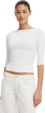 Cotton On Women's 90S Boatneck ¾ Sleeve
