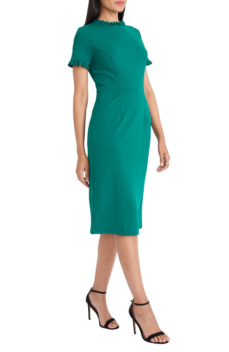 Maggy London Ruffle Short Sleeve Pocket Sheath Dress, Alternate, color, Aventurine