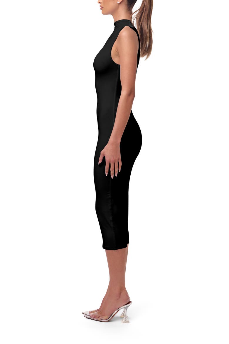 Smooth Sleeveless Midi Dress, Alternate, color, BLACK