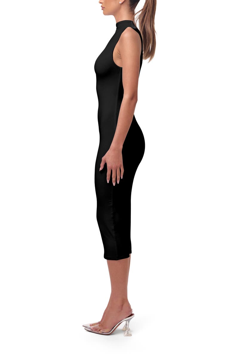 Naked Wardrobe Smooth Sleeveless Midi Dress, Alternate, color, Black