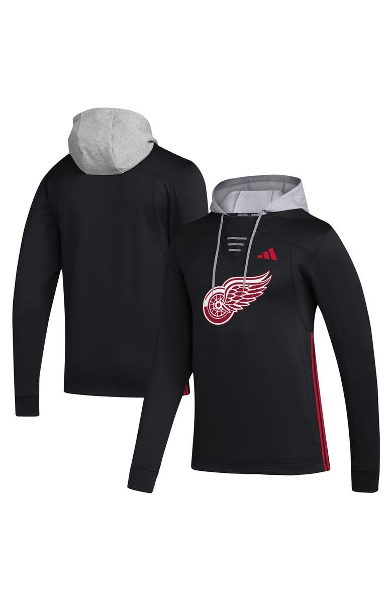 adidas Men's adidas Black Detroit Red Wings Refresh Skate Lace AEROREADY Pullover Hoodie, Main, color,