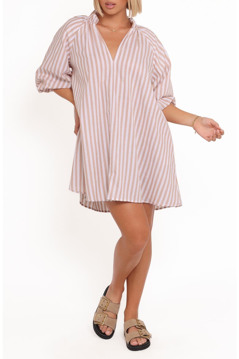 Doran Stripe Cotton Minidress, Main, color, BEIGE WHITE