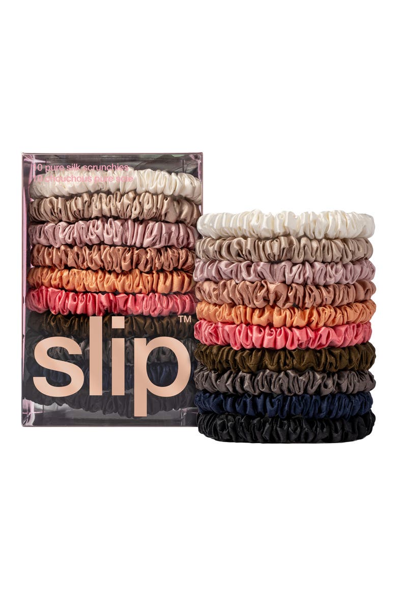 Pure Silk 10-Pack Skinny Scrunchies (Nordstrom Exclusive) $100 Value, Alternate, color, ASSORTED COLORS