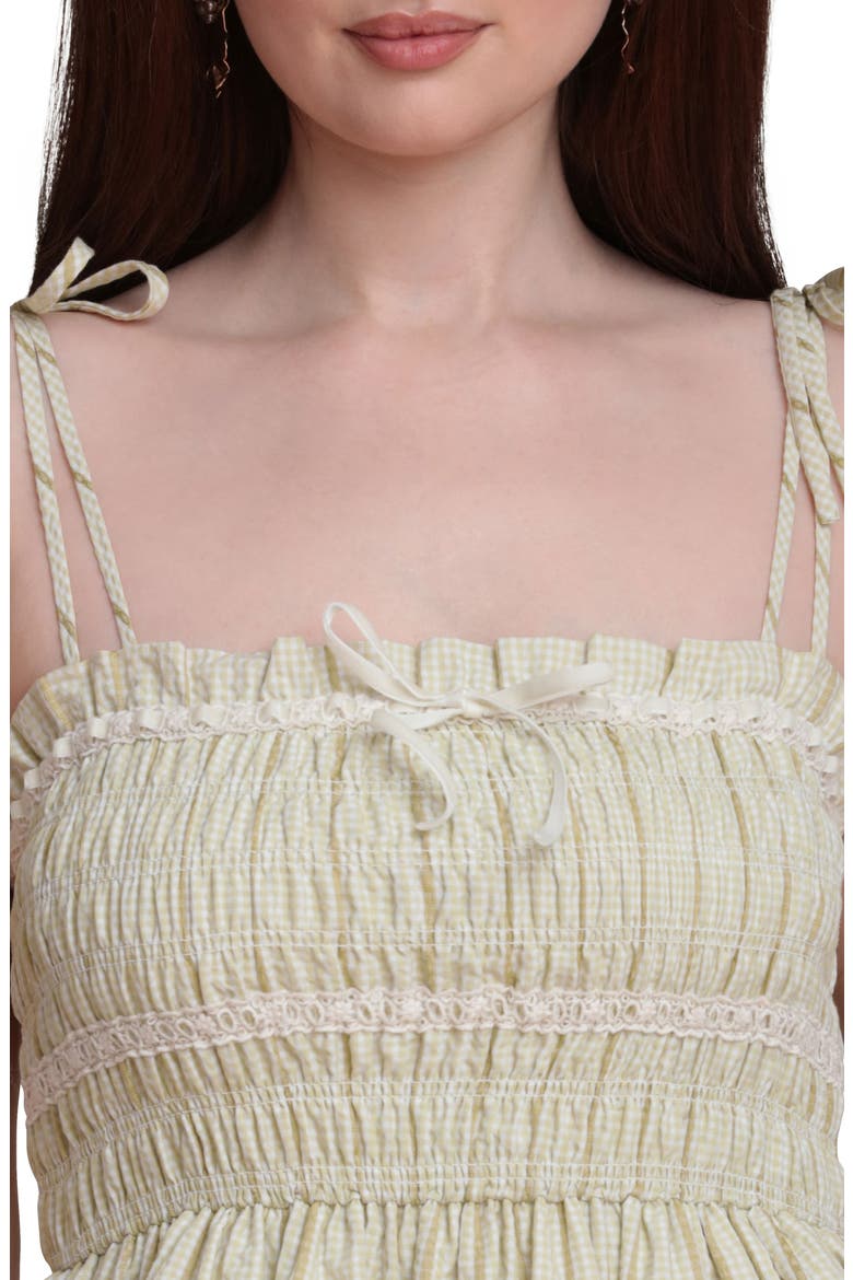 Sleeveless Smocked Peplum Top, Alternate, color, AVOCADO GINGHAM
