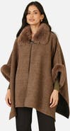 Yumi Luxe Fur Collared Cape Jacket