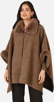 Yumi Luxe Fur Collared Cape Jacket