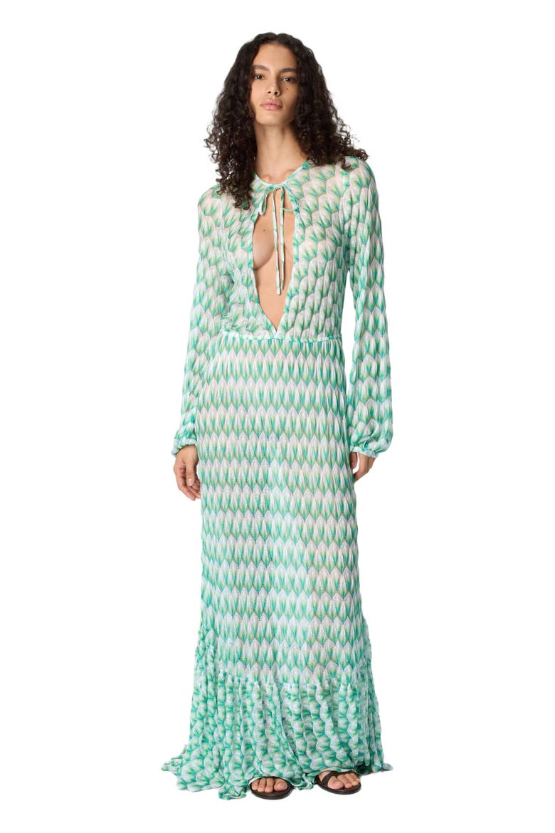 Cover-up In Viscose With Floral Pattern And Long Sleeves, Main, color, Multicoloured
