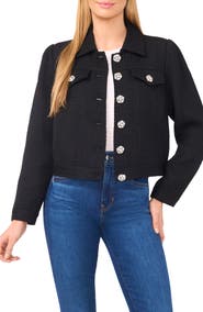 CeCe Crystal Floral Button Jacket