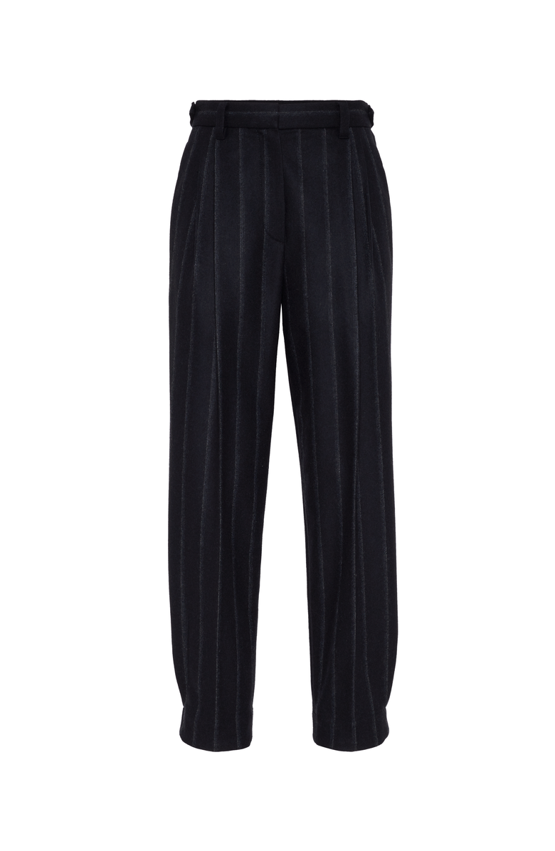 Brunello Cucinelli Techno virgin wool striped flannel sartorial baggy trousers, Main, color, 