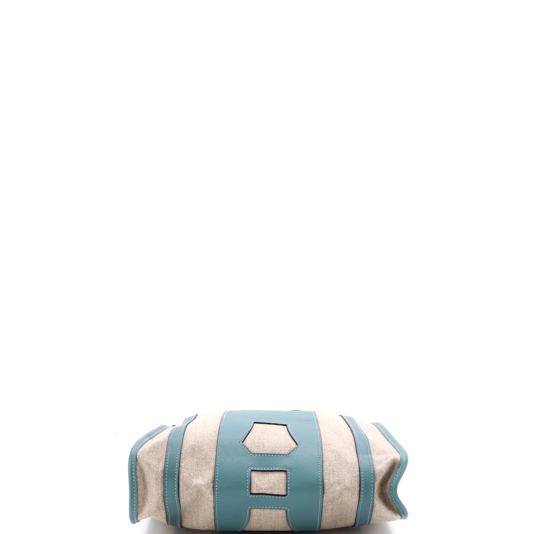 Pre-Owned Hermes Petit H Bell Tote Toile and Leather PM, Alternate, color, Blue