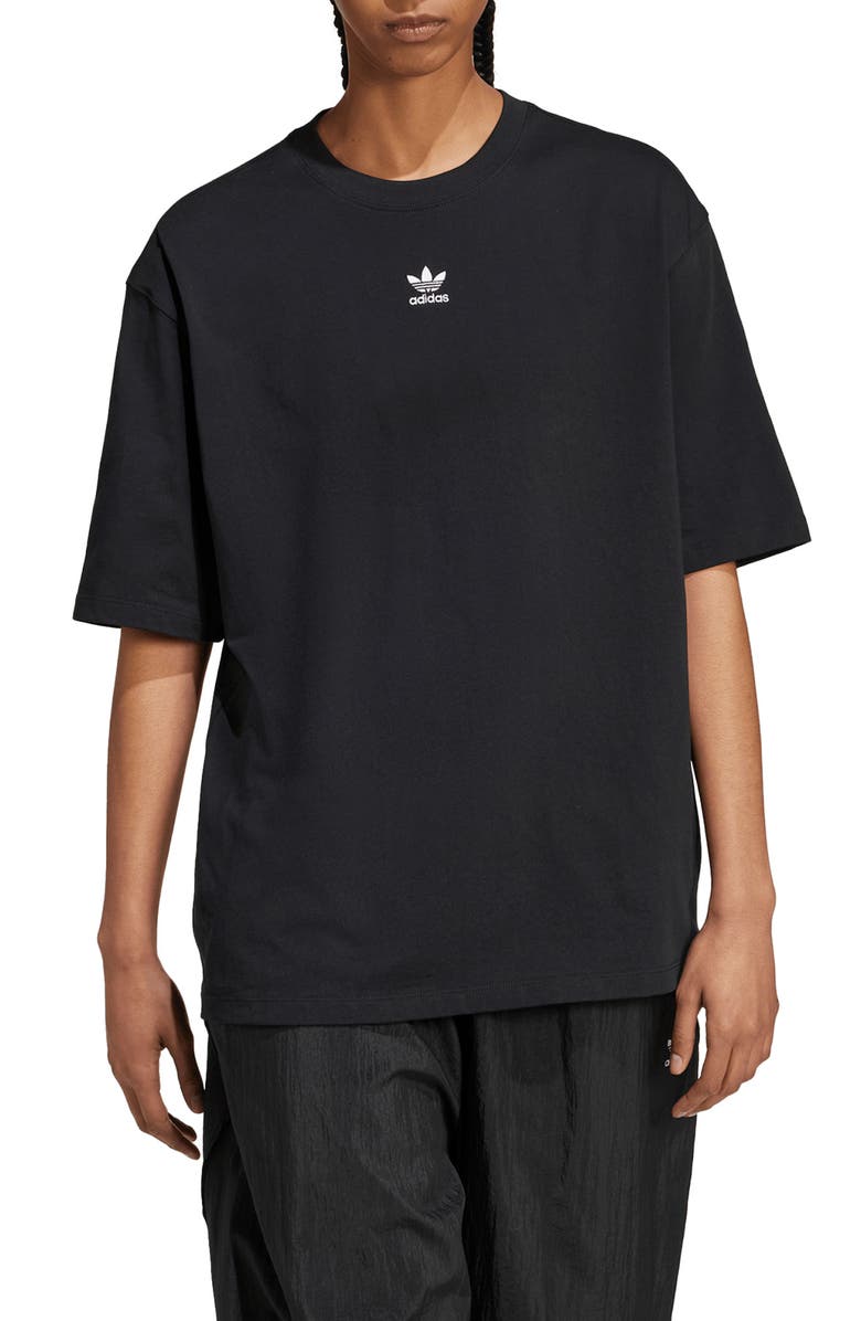 adidas Essentials Lifestyle Trefoil Logo Cotton T-Shirt, Main, color, Black