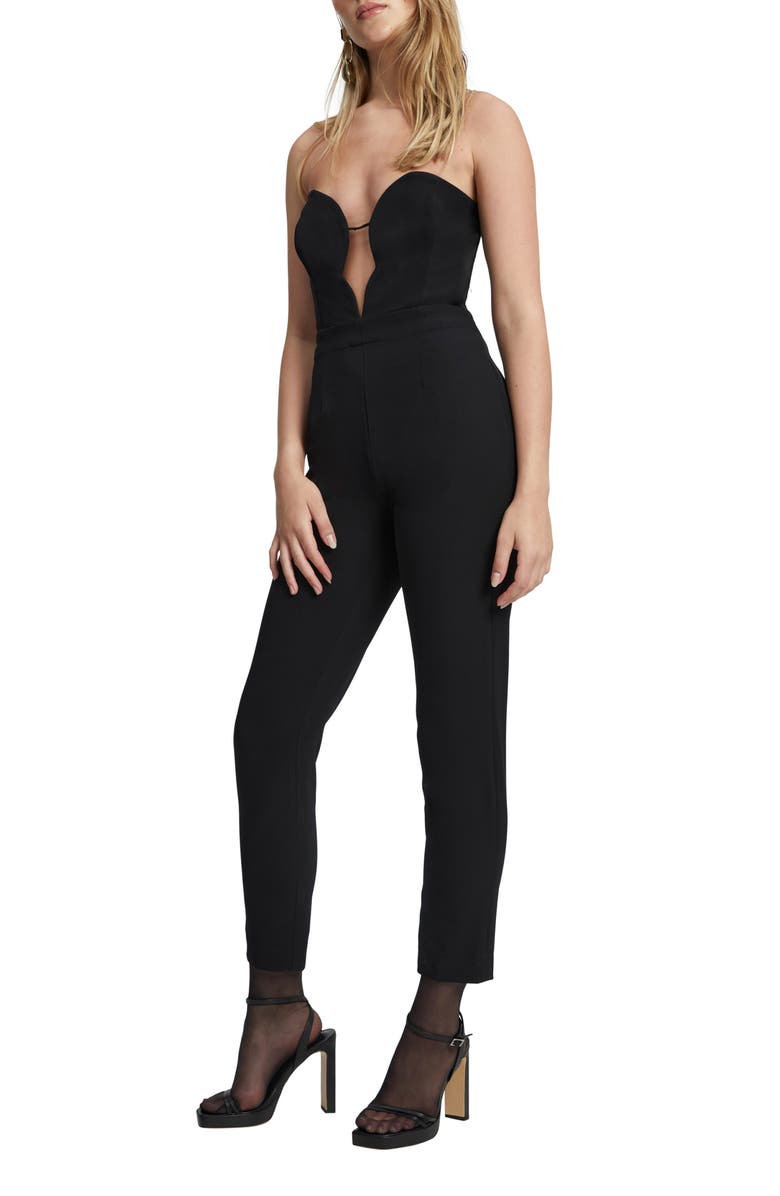 Bardot Eleni Strapless Plunge Neck Jumpsuit, Alternate, color,