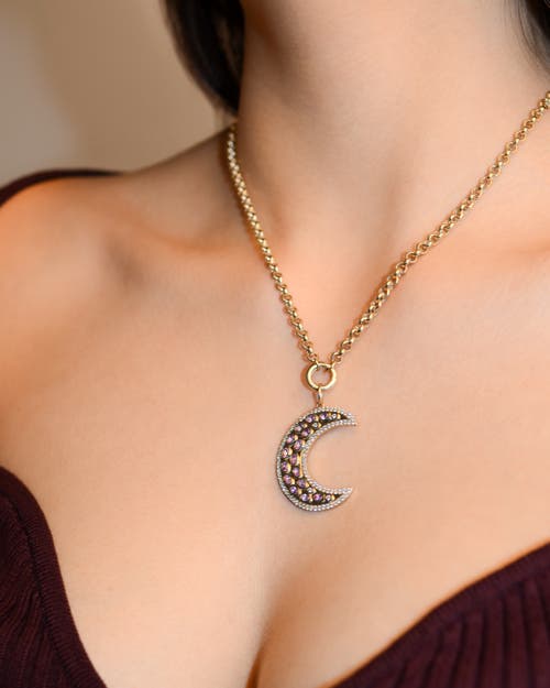 Shop Lionheart 14k Gold Måneskin Pink Sapphire Moon Charm Rolo Necklace