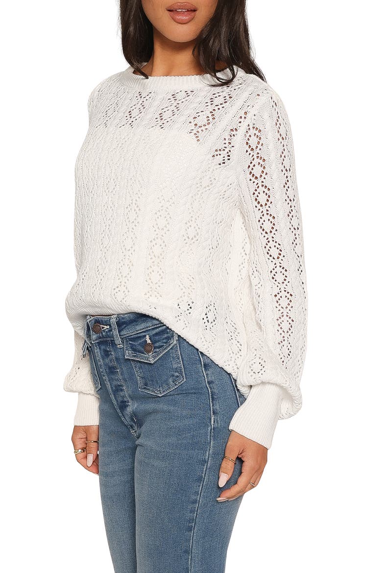 Tyler Pointelle Sweater, Alternate, color, WHITE