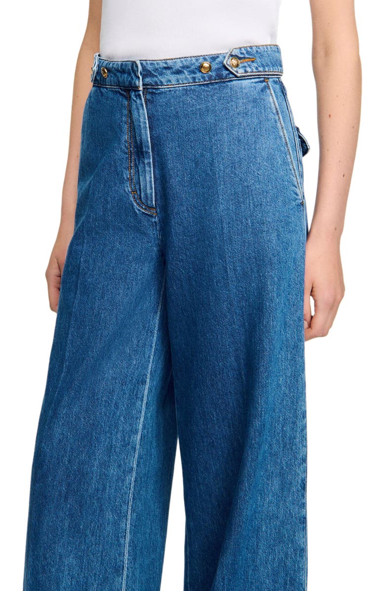 SANDRO Mid-rise wide leg jeans, Alternate, color, Blue Jean