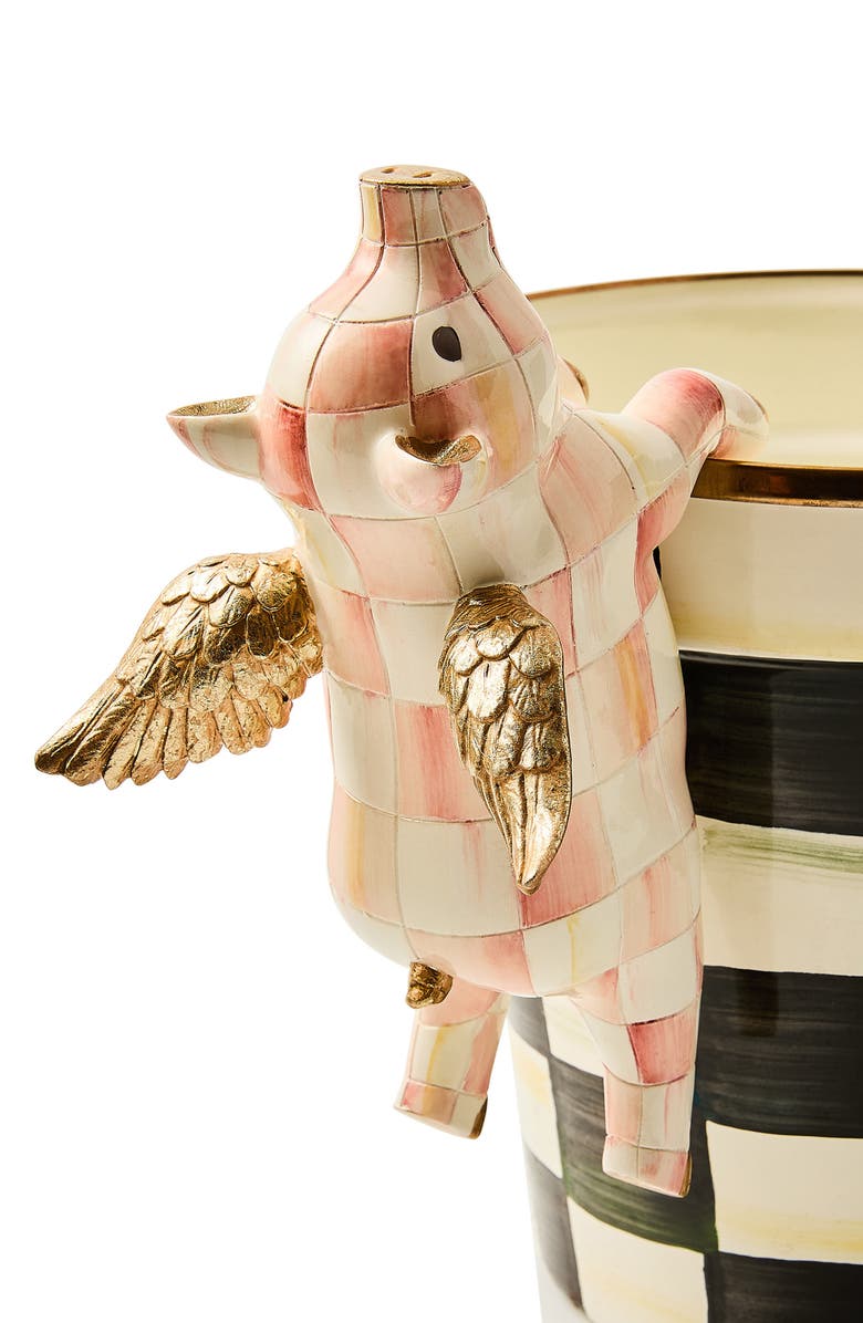 MACKENZIE CHILDS Rosy Check Flying Pig Pot Climber, Alternate, color, Rosy