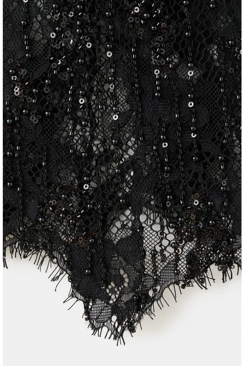 x Kaia Gerber Beaded Lace Skirt, Alternate, color, BLACK