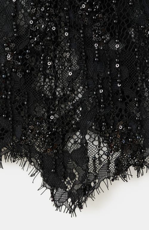 Mango X Kaia Gerber Beaded Lace Skirt In Black