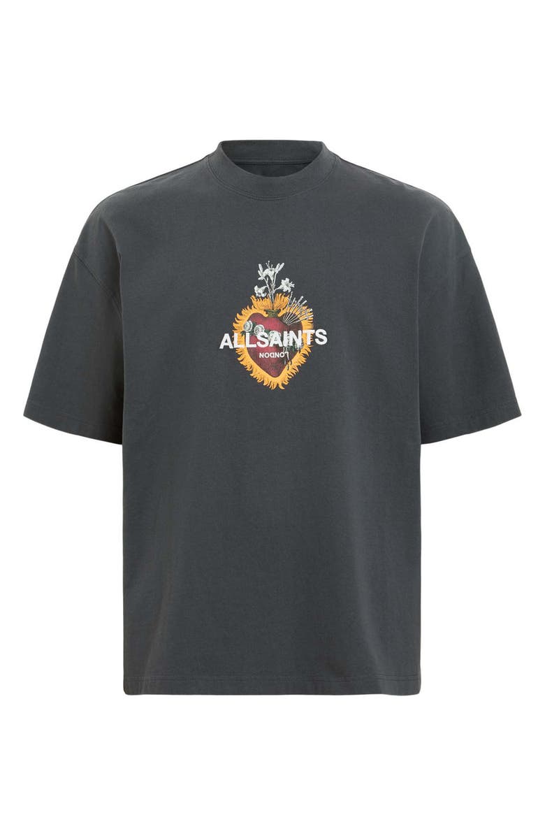 AllSaints Heartfelt Cotton Graphic T-Shirt, Alternate, color, Washed Black