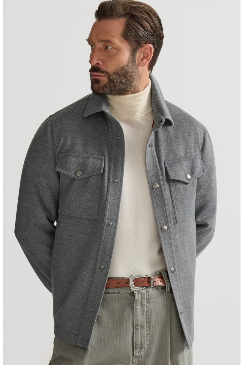 Lightweight virgin wool cloth shirt-style outerwear jacket, Alternate, color, Grey
