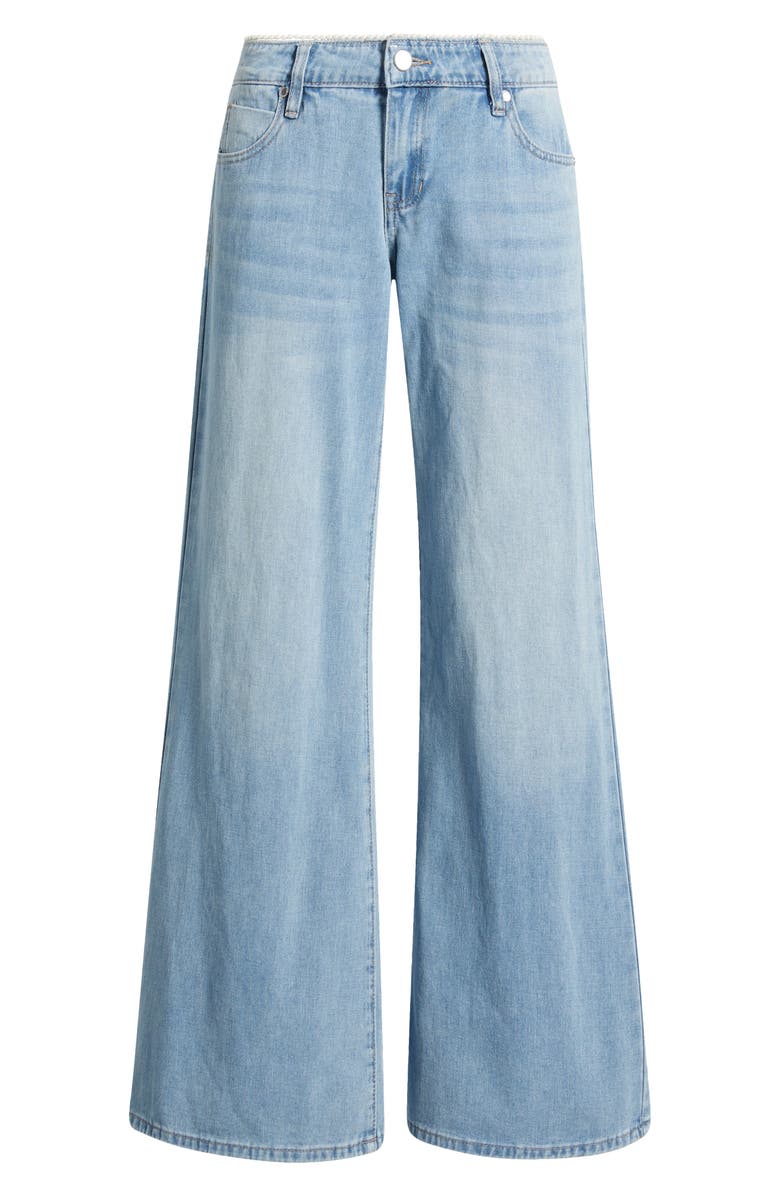 PTCL Faux Pearl Trim Wide Leg Jeans, Alternate, color, Indigo