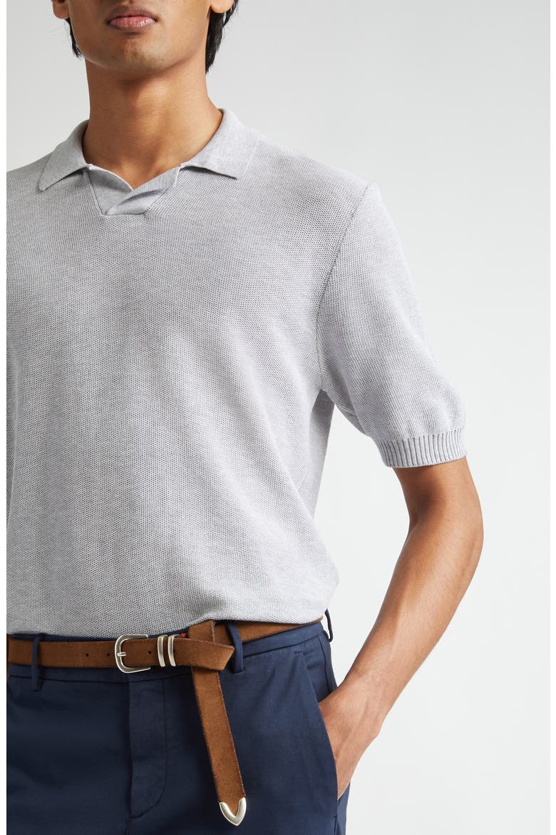 Short Sleeve Polo Sweater, Alternate, color, LIGHT MELANGE GREY