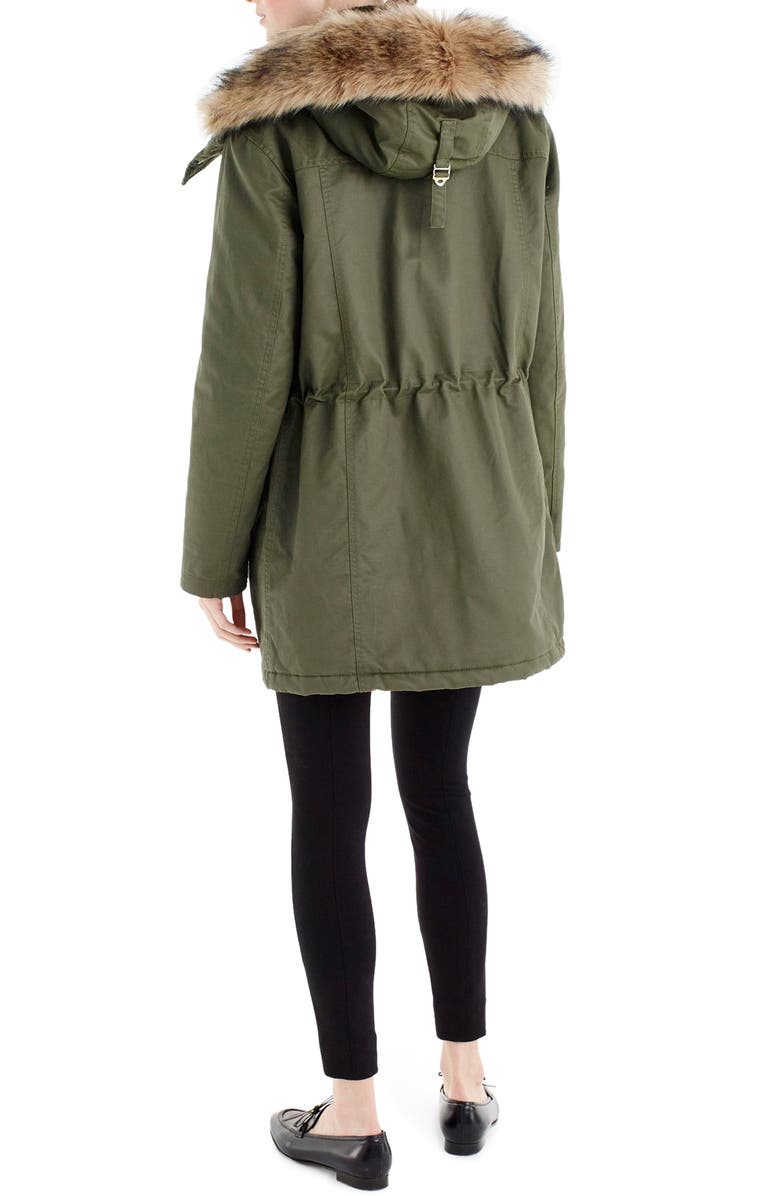 J.Crew Perfect Winter Parka with Faux Fur Trim, Alternate, color,