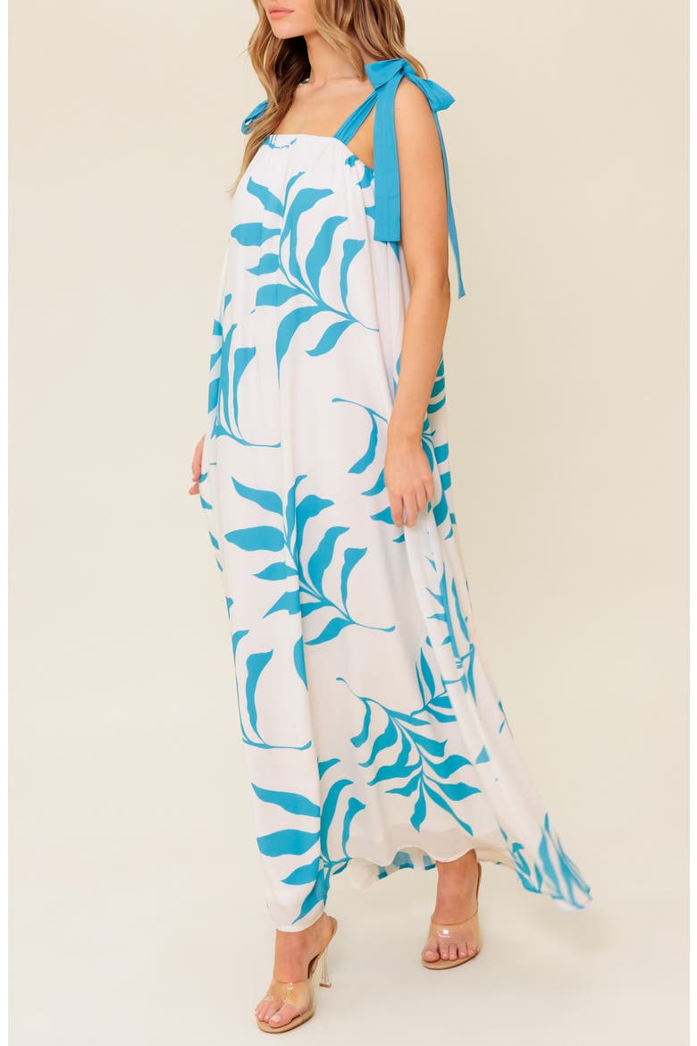Tie Strap Maxi Dress, Alternate, color, IVORY BLUE