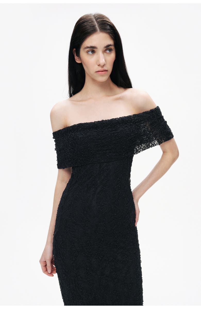 Nocturne Black Off-Shoulder Lace Maxi Dress, Alternate, color, 
