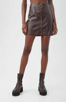 Trina Turk Adiza Zip Front Faux Leather Miniskirt